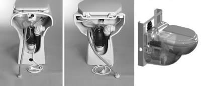 Насос измельчителя встроен в ножку унитаза