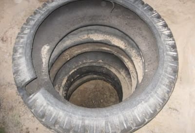 Сливная яма из автомобильных покрышек