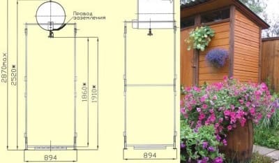 Оптимальные габариты деревянной душевой кабины для дачи