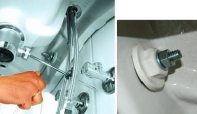Крепежные шайбы затягиваются очень осторожно, чтобы раковина не лопнула