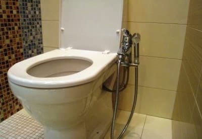 Унитаз с установленным под крышку гигиеническим душем
