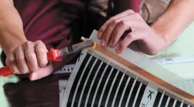 Крепление контакта на пленочный теплый пол под ламинат