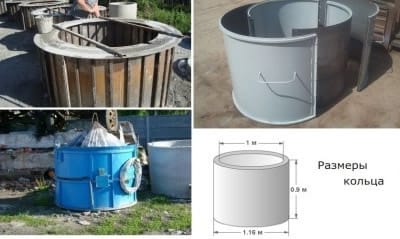 Изготовление бетонных колец на открытой строительной площадке  