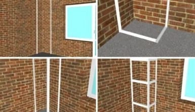 Пример возведения каркаса, на который потом будет крепиться пластик или гипсокартон