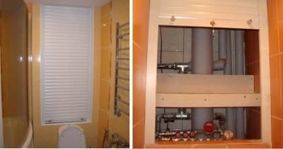 Закрытие труб в туалете рольставнями