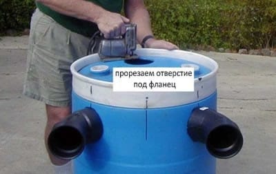 Подготовка отверстия для подсоединения переливной трубы