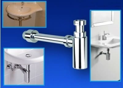 Хромированный сифон для ванной