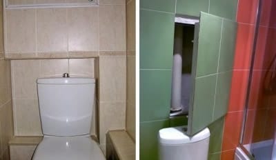 Облицовка плиткой при закрытии труб в туалете