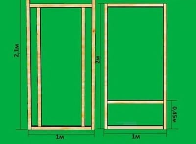 Передний и задний каркас для строительства дачного туалета