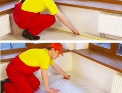 Укладка теплоотражающей подложки для тёплого пола под ламинат