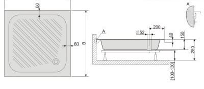 Схема акрилового поддона