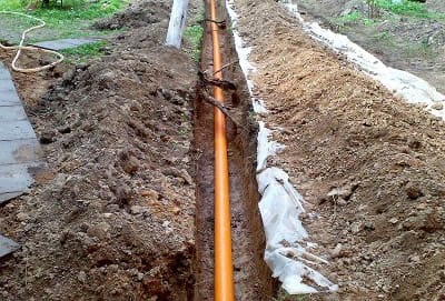 Траншея для канализационной трубы