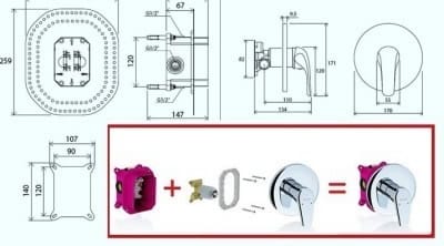 Установка смесителя скрытого монтажа