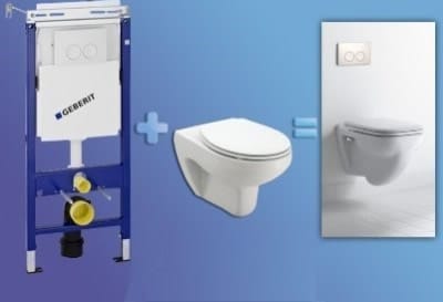 Навесной унитаз закрепленный на инсталляции 