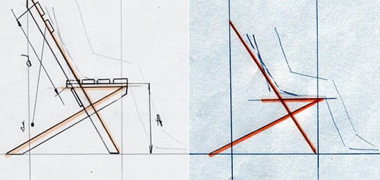 Чертеж скамейки c наклонной спинкой