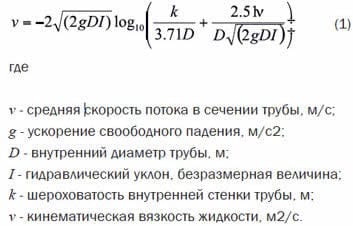 Формула для расчета минимального уклона канализационной трубы