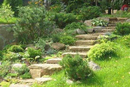 Интересный дизайн дачного участка на склоне