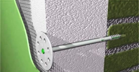 Крепление полистирольных плит производится с помощью дюпелей