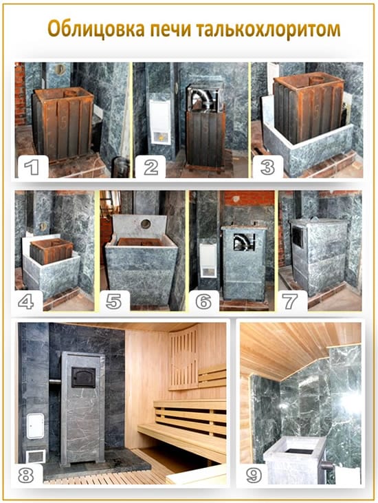 Облицовка печи талькохлоритом