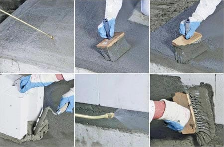 Обработка плит раствором пропиточной гидроизоляции