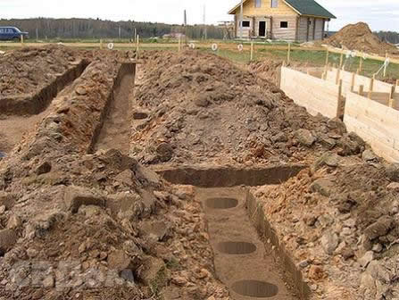 Процесс бурения скважин под заливку