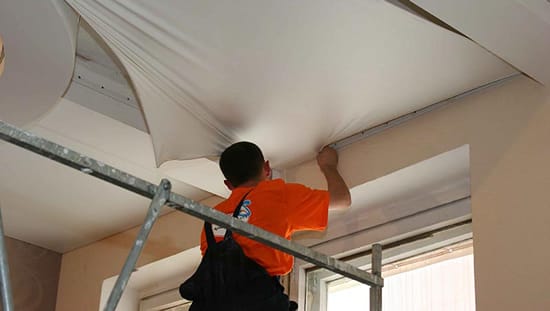 Процесс крепления натяжного пототна