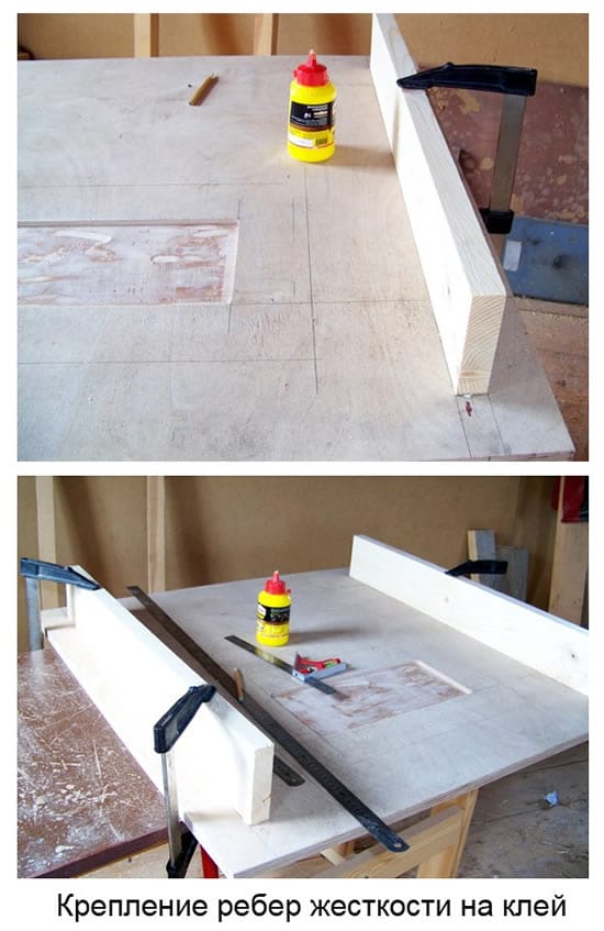 Процесс крепления ребер жесткости на клей