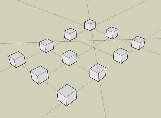 Процесс разметки площадки с помощью колышков и нитки