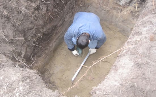 Процесс создания бетонной подушки