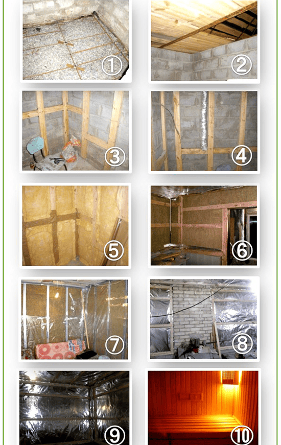 Процесс внутренней отделки бани из шлакоблока