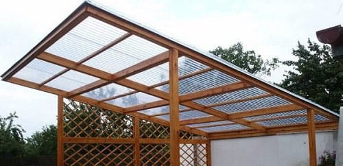 Прямая крыша из поликарбоната