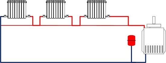 Схема отопления - Ленинрадка предусматривающая байпас