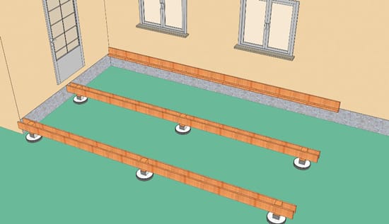 Укладываем брусья на фундамент