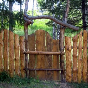 Забор из горбыля фото