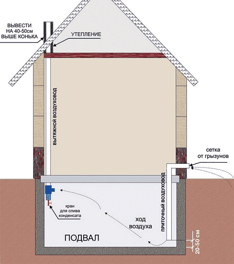 Образец вентиляции подвала